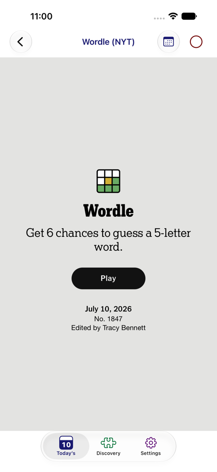 Wordle running inside Puzzlement